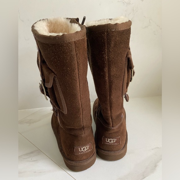 UGG Australia Cargo Suede Leather W/Sheepskin Lined Brown Boots S/N 1968 size 4 - Picture 4 of 16